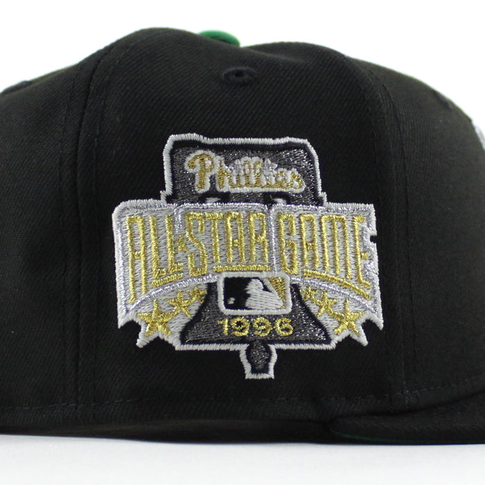 Philadelphia Phillies 1996 All Star Game 59Fifty New Era Fitted Hat (Black and Kelly Green Under Brim)