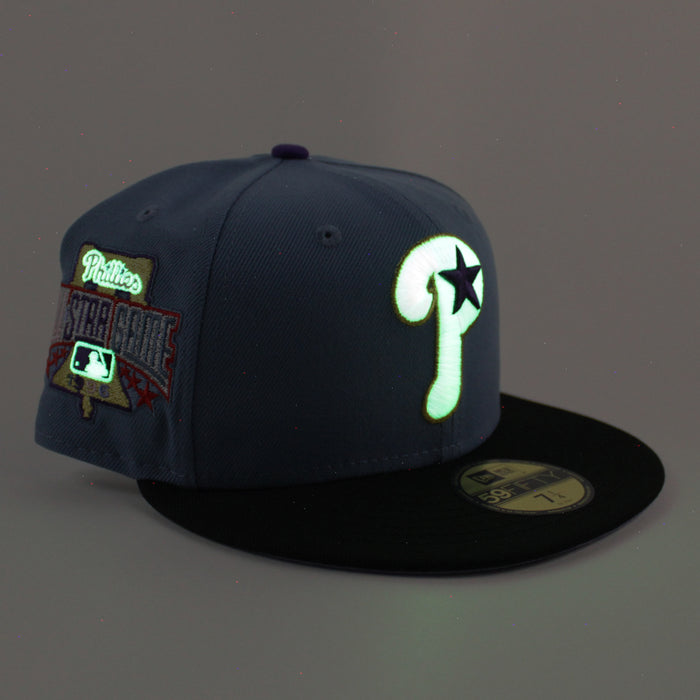 Philadelphia Phillies 1996 All Star Game 59Fifty New Era Fitted Hat (Faded Blue Black lavender Under Brim)