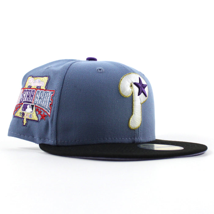 Philadelphia Phillies 1996 All Star Game 59Fifty New Era Fitted Hat (Faded Blue Black lavender Under Brim)