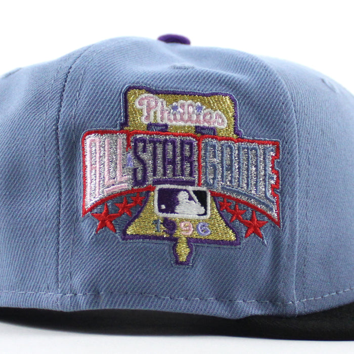 Philadelphia Phillies 1996 All Star Game 59Fifty New Era Fitted Hat (Faded Blue Black lavender Under Brim)