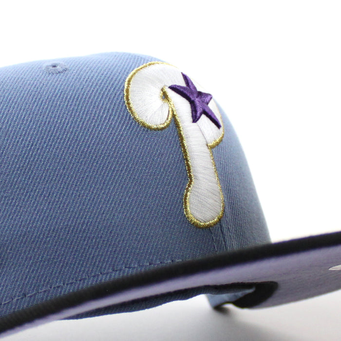 Philadelphia Phillies 1996 All Star Game 59Fifty New Era Fitted Hat (Faded Blue Black lavender Under Brim)