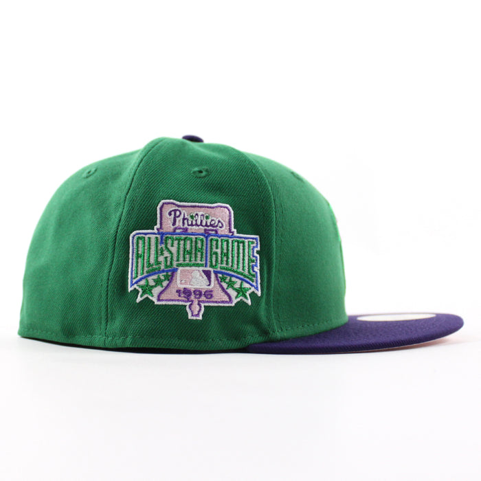 Philadelphia Phillies 1996 All Star Game 59Fifty New Era Fitted Hat (Kelly Green Purple Pink Under Brim)