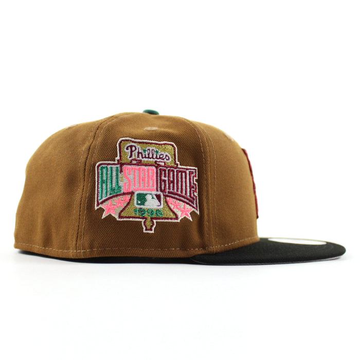 Philadelphia Phillies 1996 All Star Game 59Fifty New Era Fitted Hat (Toasted Peanut Black and Gray Under Brim)