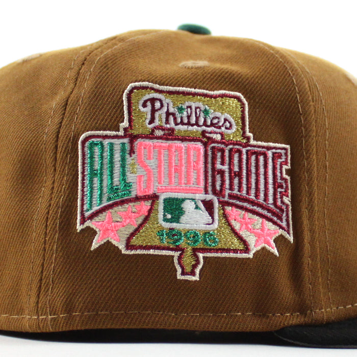 Philadelphia Phillies 1996 All Star Game 59Fifty New Era Fitted Hat (Toasted Peanut Black and Gray Under Brim)
