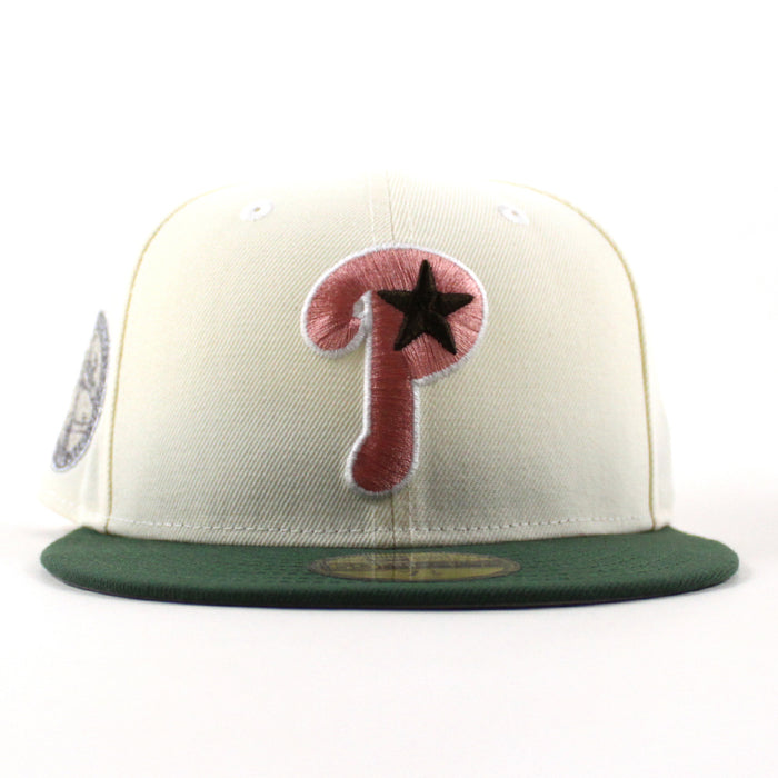 Philadelphia Phillies Baseball Club 59Fifty New Era Fitted Hat (Chrome White Mountain Green Gray Under Brim)