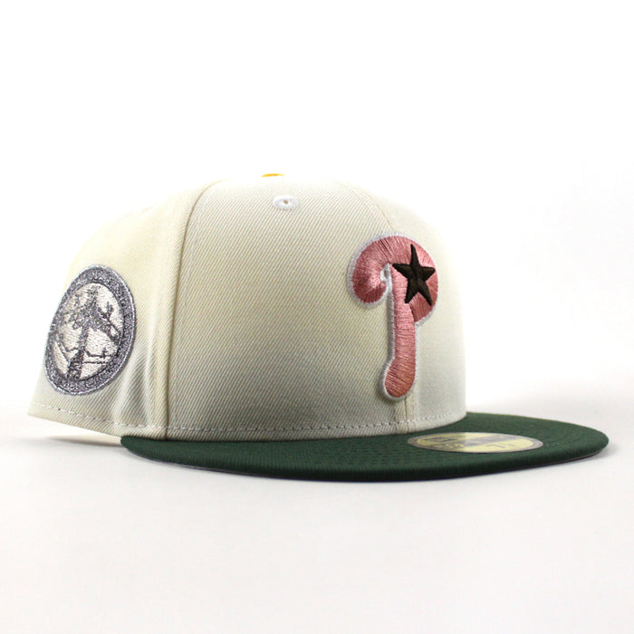 Philadelphia Phillies Baseball Club 59Fifty New Era Fitted Hat (Chrome White Mountain Green Gray Under Brim)