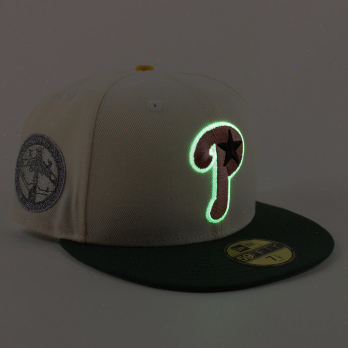 Philadelphia Phillies Baseball Club 59Fifty New Era Fitted Hat (Chrome White Mountain Green Gray Under Brim)