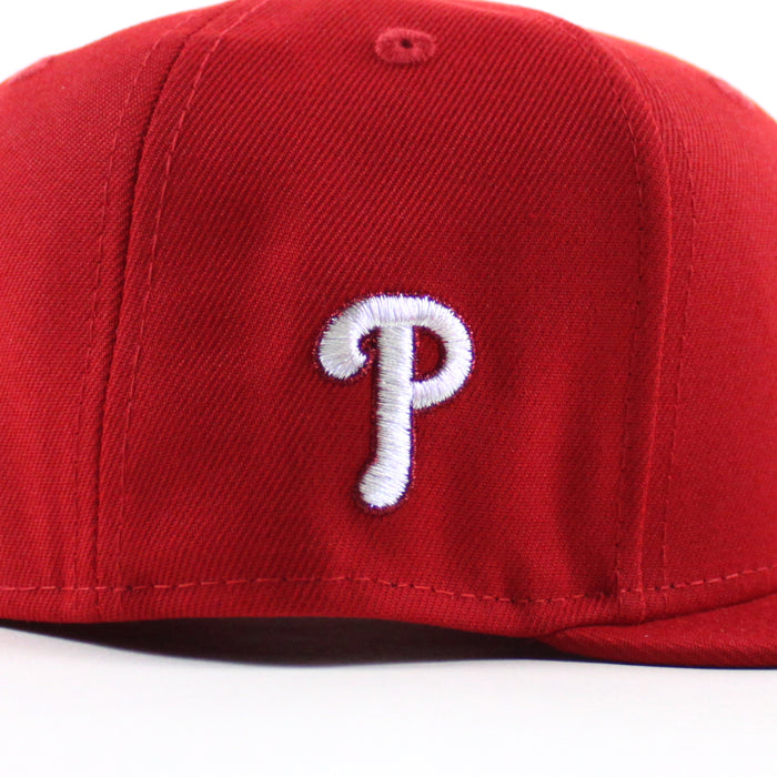 Philadelphia Phillies PARROT 59Fifty New Era Fitted Hat (Scarlet Red and Gray Under Brim)