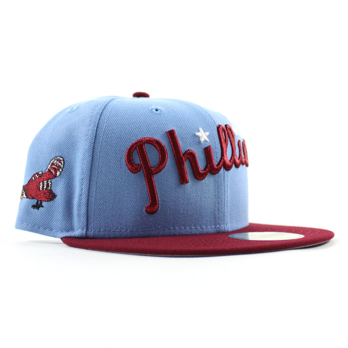 Philadelphia Phillies Philly Phanatic 59Fifty New Era Fitted Hat (Sky Blue Cardinal Red Gray Under Brim)