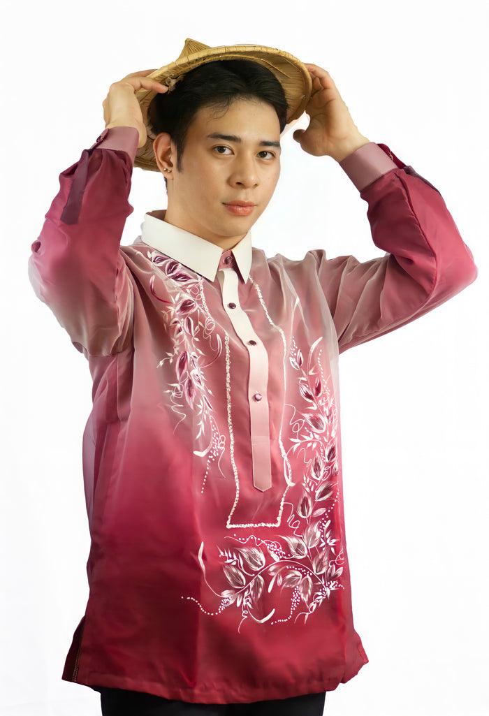 Red Cultural Barong Tagalog