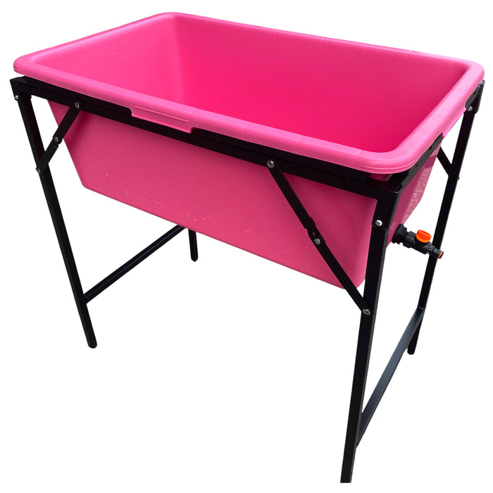 Pink Dog Bath with Drain Valve (Black) and Stand for DIY Workshop Accessory
