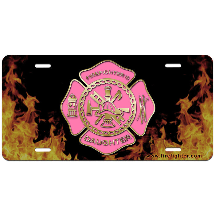 Pink Firefighters Daughter License Plate
