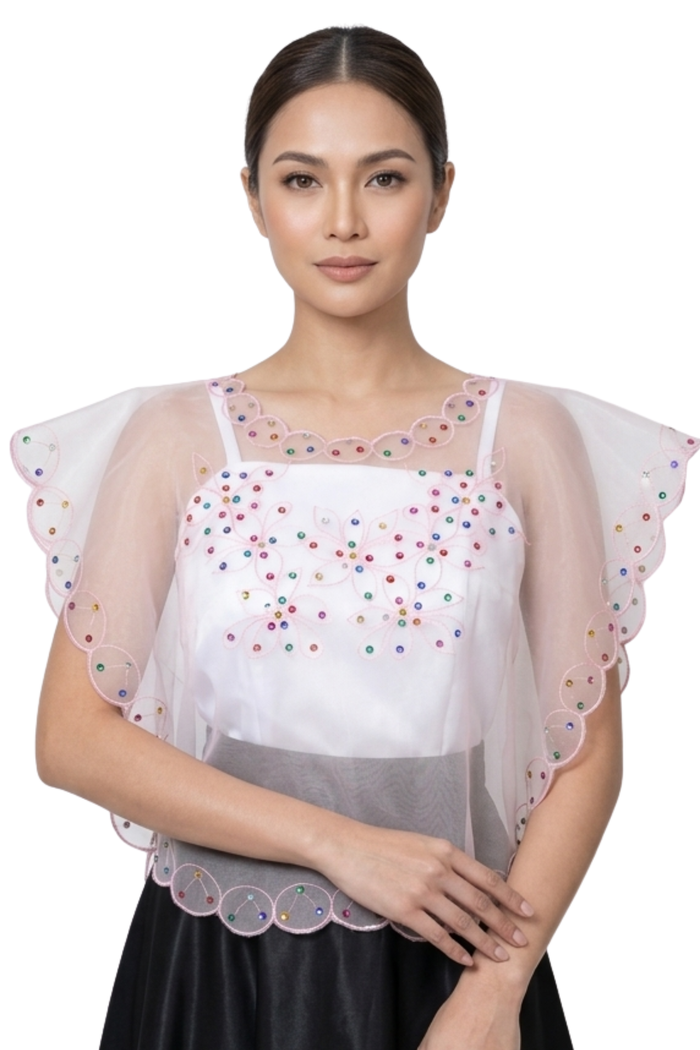 Pink Filipiniana Kimona Top