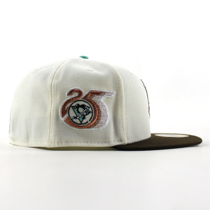 Pittsburgh Penguins 25 Years New Era 59Fifty Fitted Hat (Chrome White Walnut Gray Under brim)