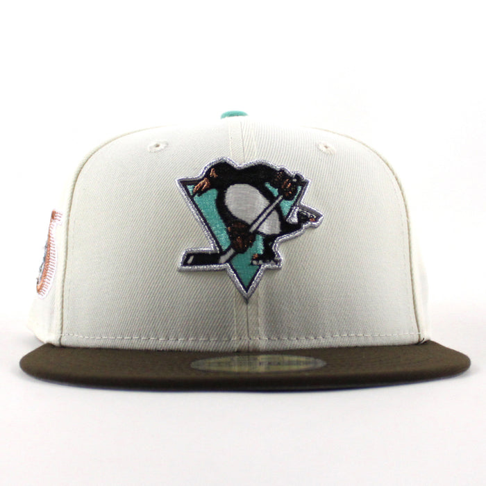 Pittsburgh Penguins 25 Years New Era 59Fifty Fitted Hat (Chrome White Walnut Gray Under brim)
