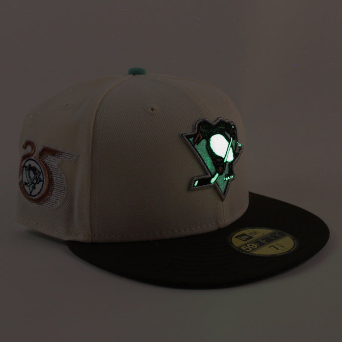 Pittsburgh Penguins 25 Years New Era 59Fifty Fitted Hat (Chrome White Walnut Gray Under brim)