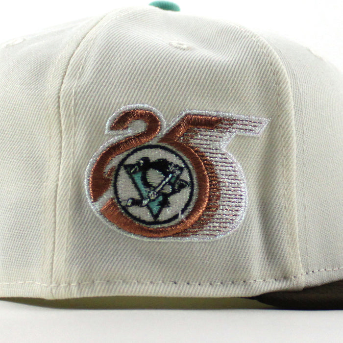 Pittsburgh Penguins 25 Years New Era 59Fifty Fitted Hat (Chrome White Walnut Gray Under brim)