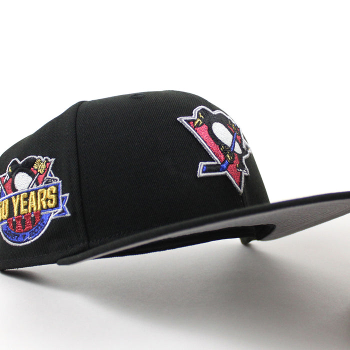 Pittsburgh Penguins 50 Years New Era 59Fifty Fitted Hat (Black Gray Under brim)