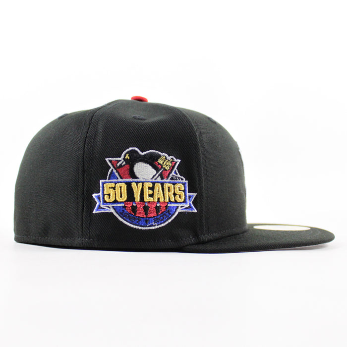 Pittsburgh Penguins 50 Years New Era 59Fifty Fitted Hat (Black Gray Under brim)