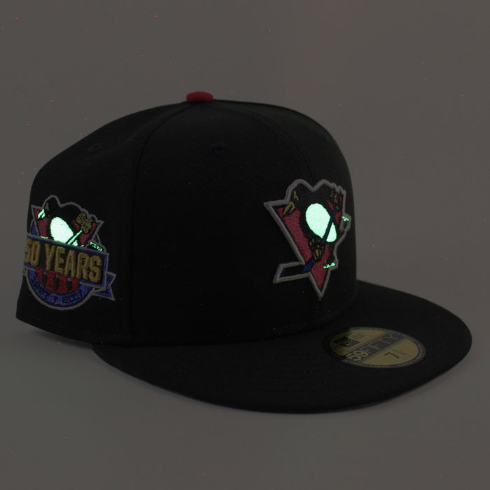 Pittsburgh Penguins 50 Years New Era 59Fifty Fitted Hat (Black Gray Under brim)