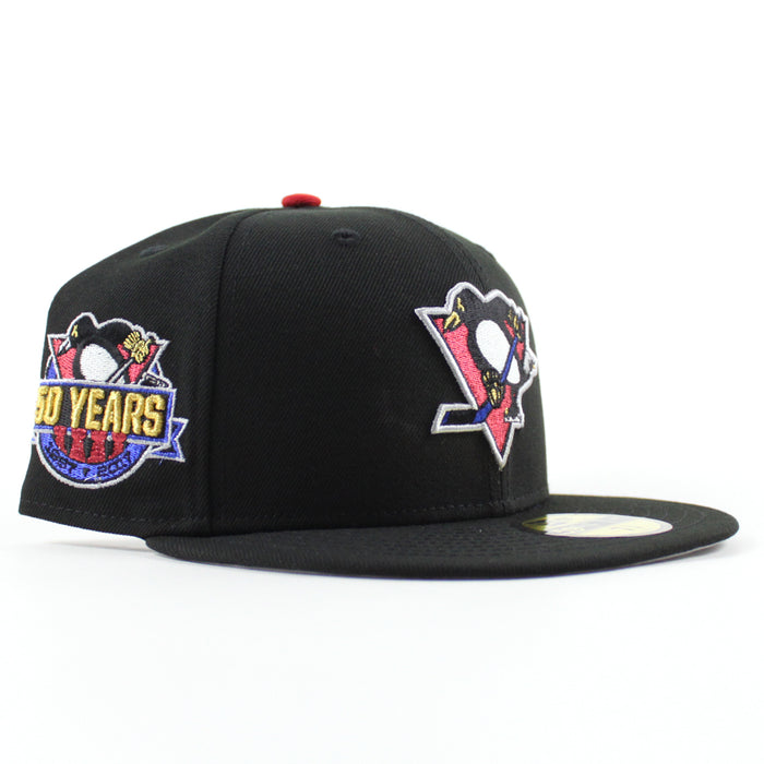 Pittsburgh Penguins 50 Years New Era 59Fifty Fitted Hat (Black Gray Under brim)