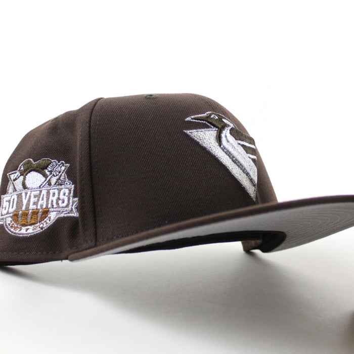 Pittsburgh Penguins 50 Years New Era 59Fifty Fitted Hat (BurntWood Gray Under brim)