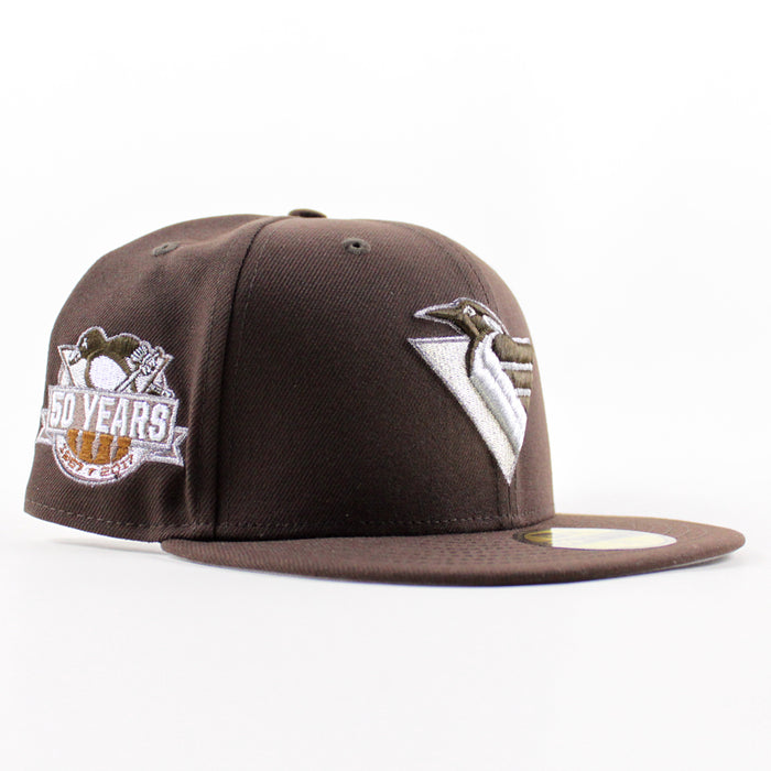 Pittsburgh Penguins 50 Years New Era 59Fifty Fitted Hat (BurntWood Gray Under brim)