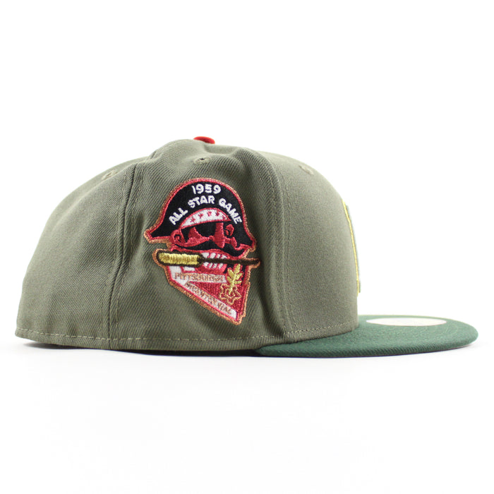 Pittsburgh Pirates 1959 All Star Game 59Fifty New Era Fitted Hats (Olive Mountain Green Gray Under Brim)