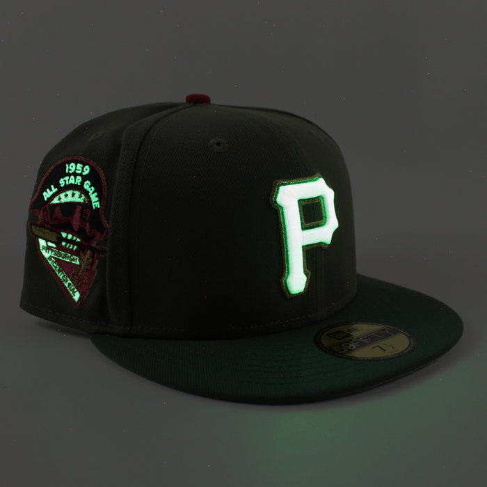 Pittsburgh Pirates 1959 All Star Game 59Fifty New Era Fitted Hats (Olive Mountain Green Gray Under Brim)