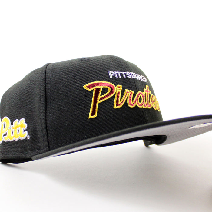 Pittsburgh Pirates x Pitt Panthers 59Fifty New Era Fitted Hats (Black Gray Under Brim)