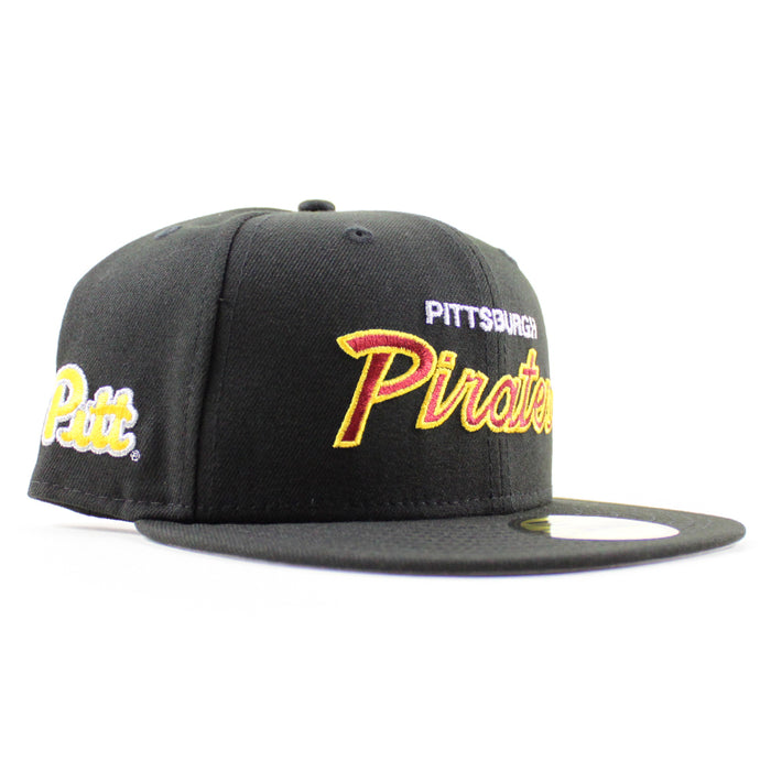 Pittsburgh Pirates x Pitt Panthers 59Fifty New Era Fitted Hats (Black Gray Under Brim)