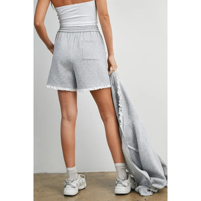 Polka Dot Lounge Shorts with Lace Trim