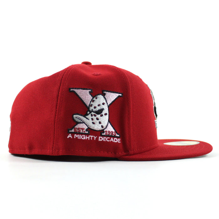 🚨PRE-ORDER🚨 Anaheim Ducks A Mighty Decade New Era 59Fifty Fitted Hat (Scarlet Red Gray Under brim)