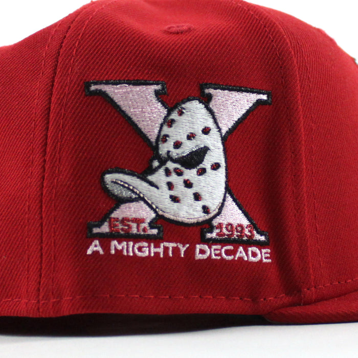 🚨PRE-ORDER🚨 Anaheim Ducks A Mighty Decade New Era 59Fifty Fitted Hat (Scarlet Red Gray Under brim)