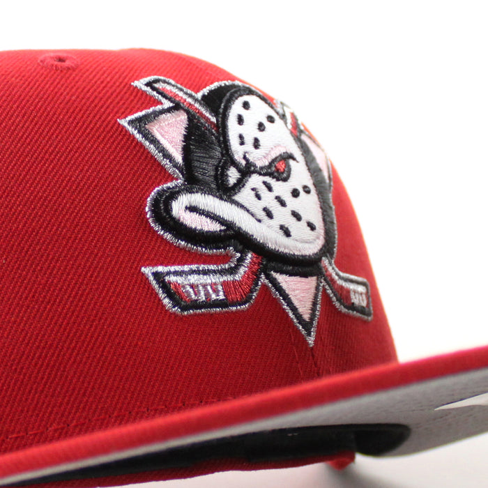 🚨PRE-ORDER🚨 Anaheim Ducks A Mighty Decade New Era 59Fifty Fitted Hat (Scarlet Red Gray Under brim)