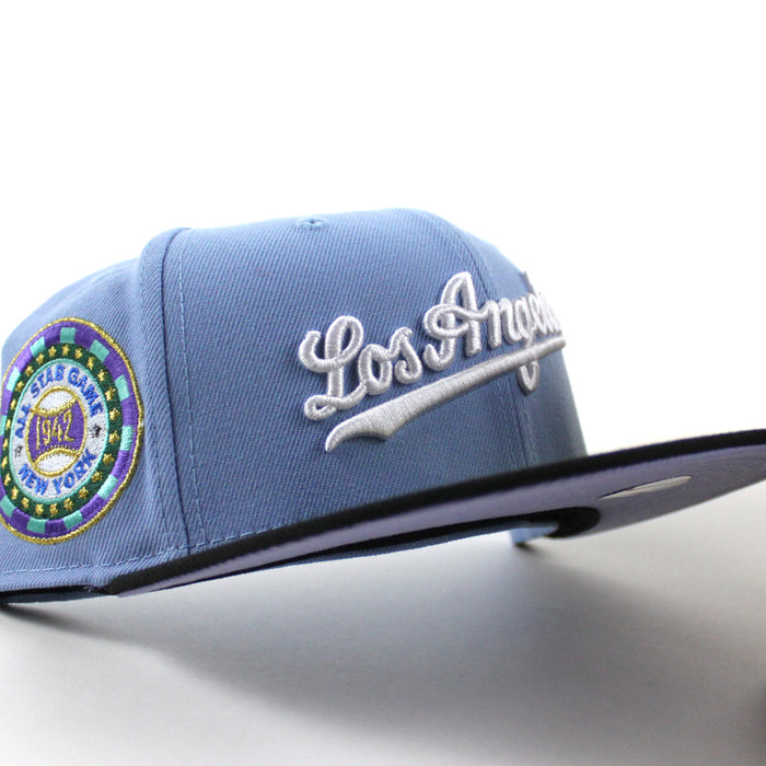 🚨PRE-ORDER🚨 Los Angeles Dodgers 1942 All Star Game New Era 59Fifty Fitted Hat (Birdseye Blue Black lavender Under Brim)