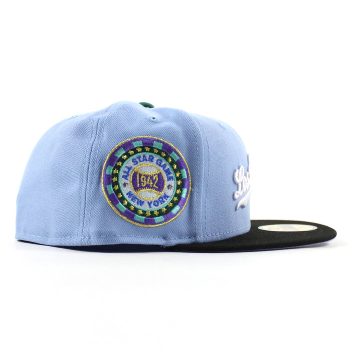 🚨PRE-ORDER🚨 Los Angeles Dodgers 1942 All Star Game New Era 59Fifty Fitted Hat (Birdseye Blue Black lavender Under Brim)
