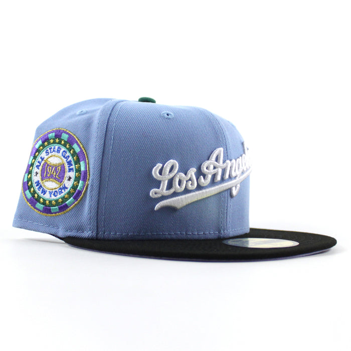 🚨PRE-ORDER🚨 Los Angeles Dodgers 1942 All Star Game New Era 59Fifty Fitted Hat (Birdseye Blue Black lavender Under Brim)