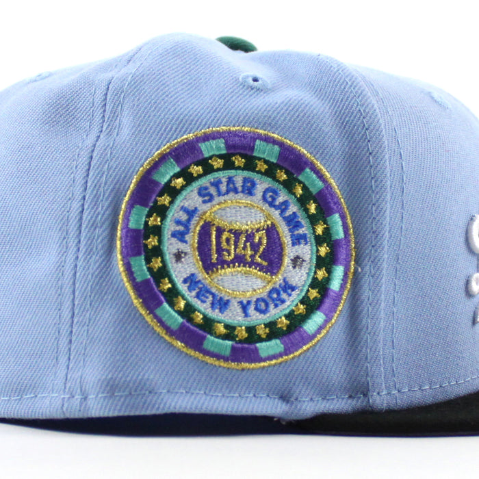 🚨PRE-ORDER🚨 Los Angeles Dodgers 1942 All Star Game New Era 59Fifty Fitted Hat (Birdseye Blue Black lavender Under Brim)
