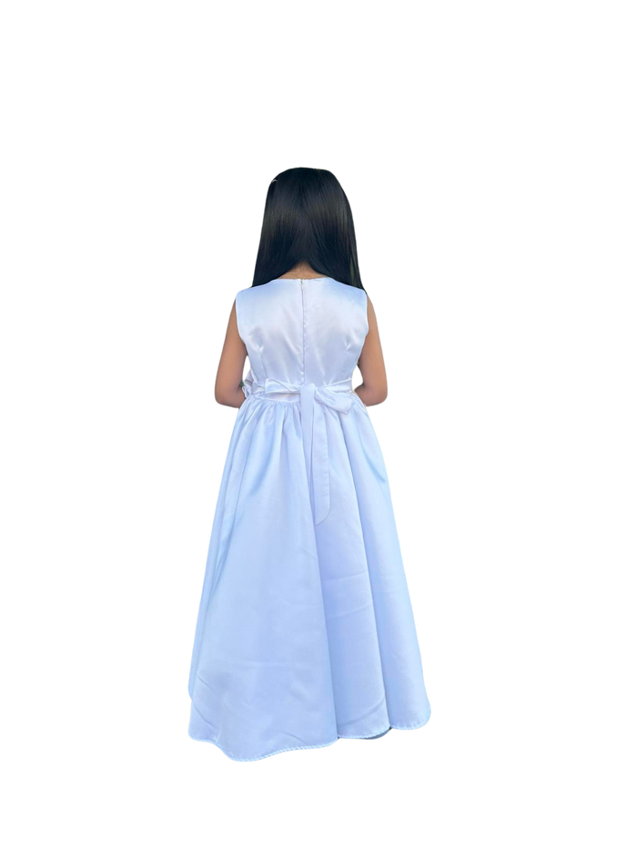 Flower Girl Duchess Satin Dress Back Details