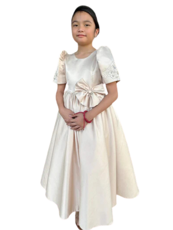 Premium Girls Cream Duchess Filipiniana Dress