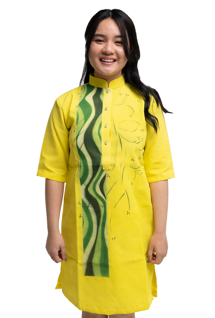Premium Yellow Jusi Barong Midi Dress