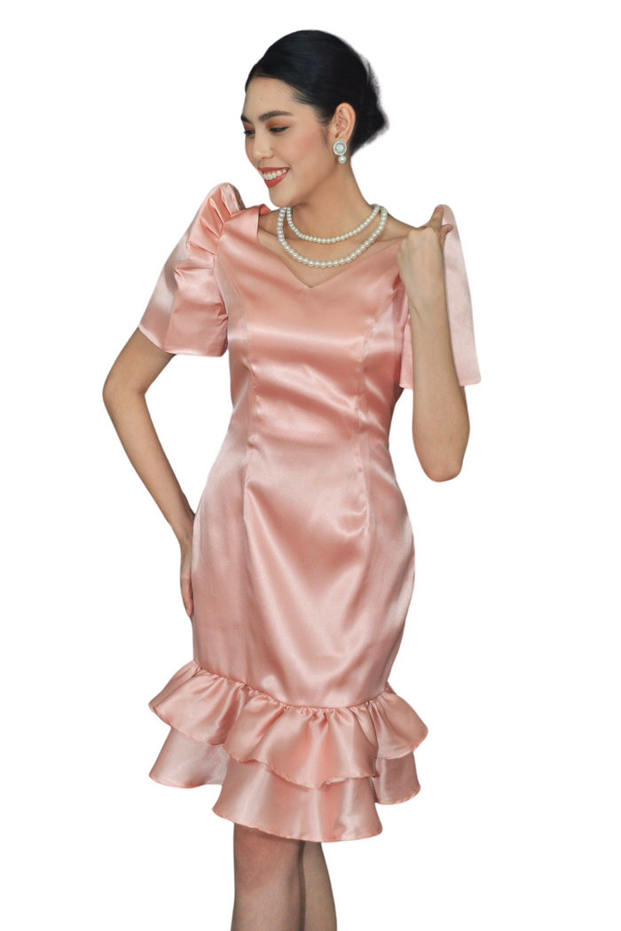 Elegant Modern Filipiniana Dress Pink Duchess