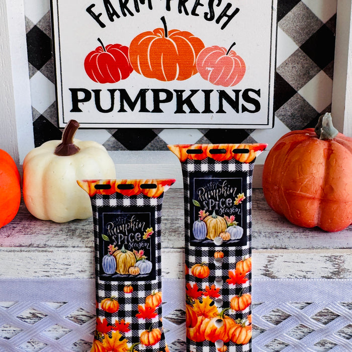 Pumpkin Patch Plaid Print Silicone Band For Apple Watch