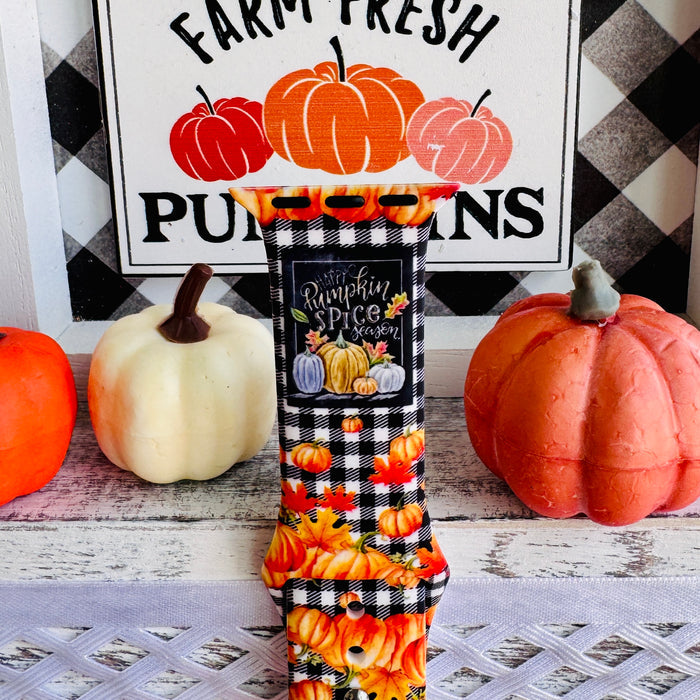 Pumpkin Patch Plaid Print Silicone Band For Apple Watch