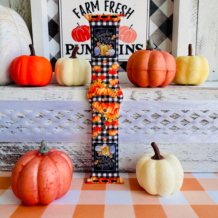Pumpkin Patch Plaid Print Silicone Band For Apple Watch