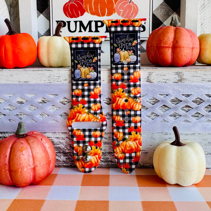 Pumpkin Patch Plaid Print Silicone Band For Apple Watch