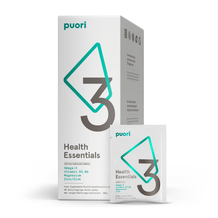 Puori - P3 -(Health Essentials)  Daglige pakker med O3, M3, D3 - 30 dage
