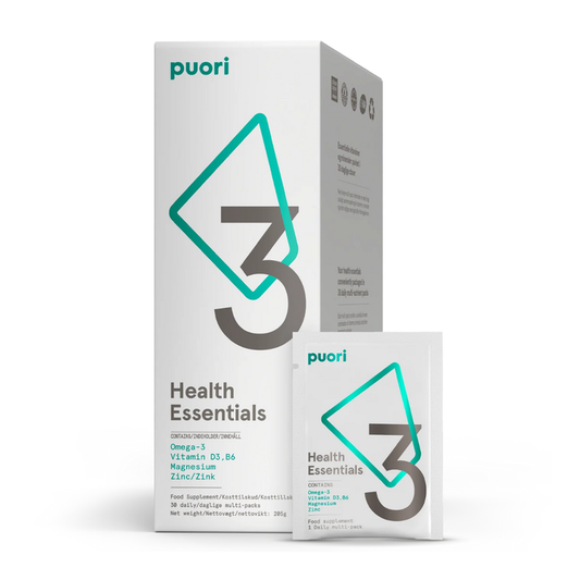 Puori - P3 -(Health Essentials)  Daglige pakker med O3, M3, D3 - 30 dage