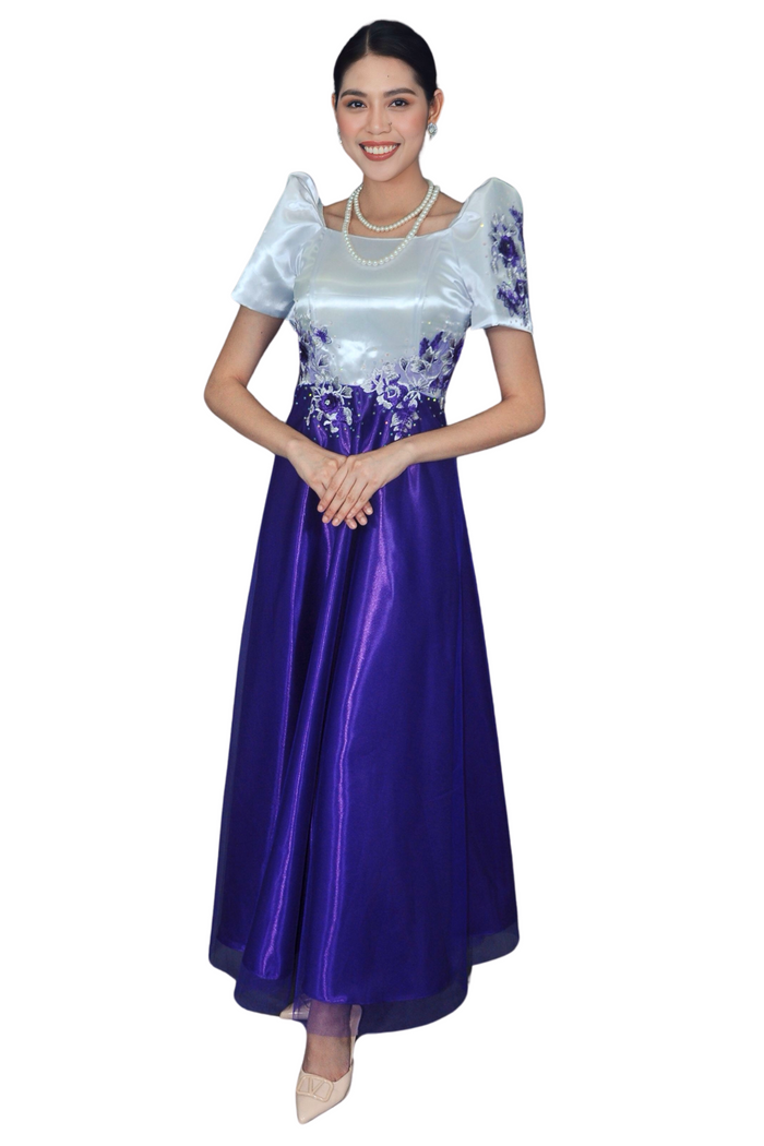 Purple Skirt Duchess and Lace Filipiniana Dress